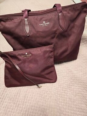 Kate Spade New York Burgundy Tote With Extra Bag